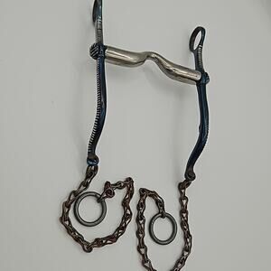 Western Shanked Bit Copper Inlay Rein Chains 4 3/4" mouth